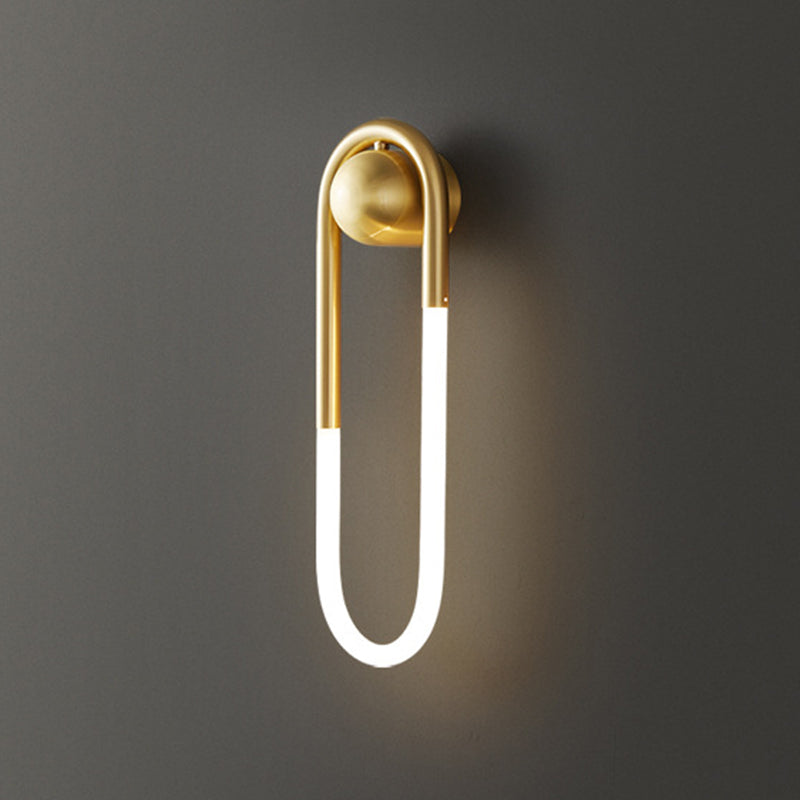 Modern Luxury Brass Acrylic Oval Globe LED Wall Sconce Lamp For Bedroom & Living Room
