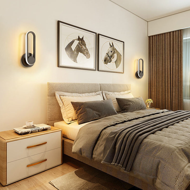 Contemporary Nordic Acrylic Metal Round Oval LED Wall Sconce Lamp For Bedroom & Living Room