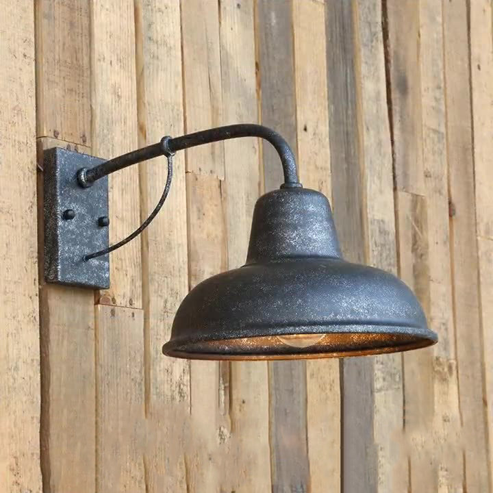 Traditional Vintage Iron Round Rectangular 1-Light Wall Sconce Lamp For Outdoor