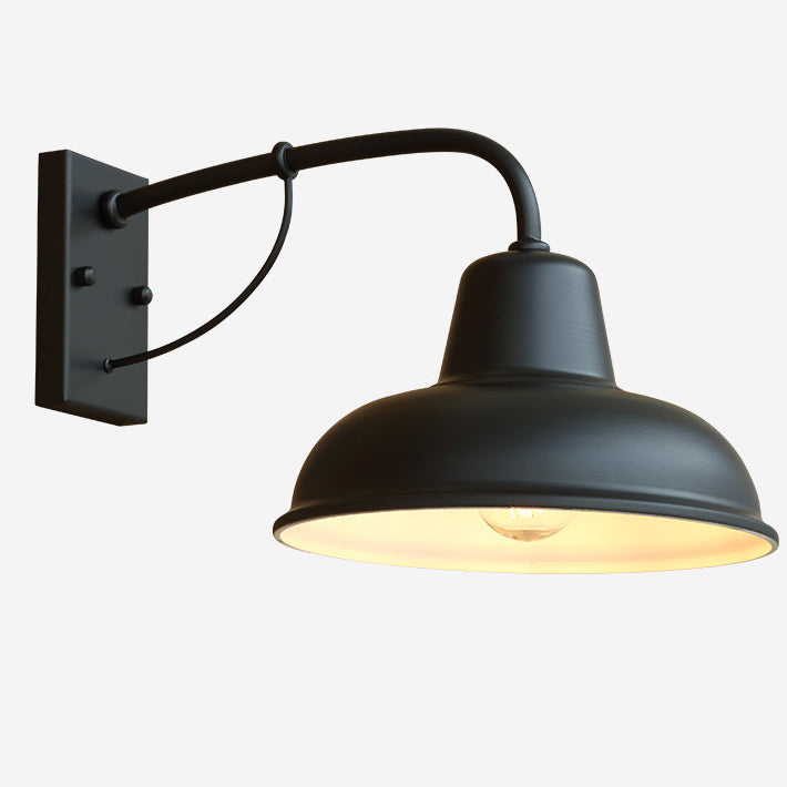 Traditional Vintage Iron Round Rectangular 1-Light Wall Sconce Lamp For Outdoor