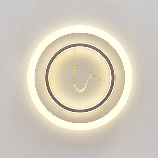 Modern Minimalist Acrylic Glass Iron Round LED Flush Mount Ceiling Light For Bedroom & Living Room