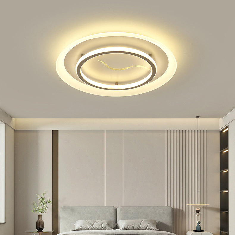 Modern Minimalist Acrylic Glass Iron Round LED Flush Mount Ceiling Light For Bedroom & Living Room