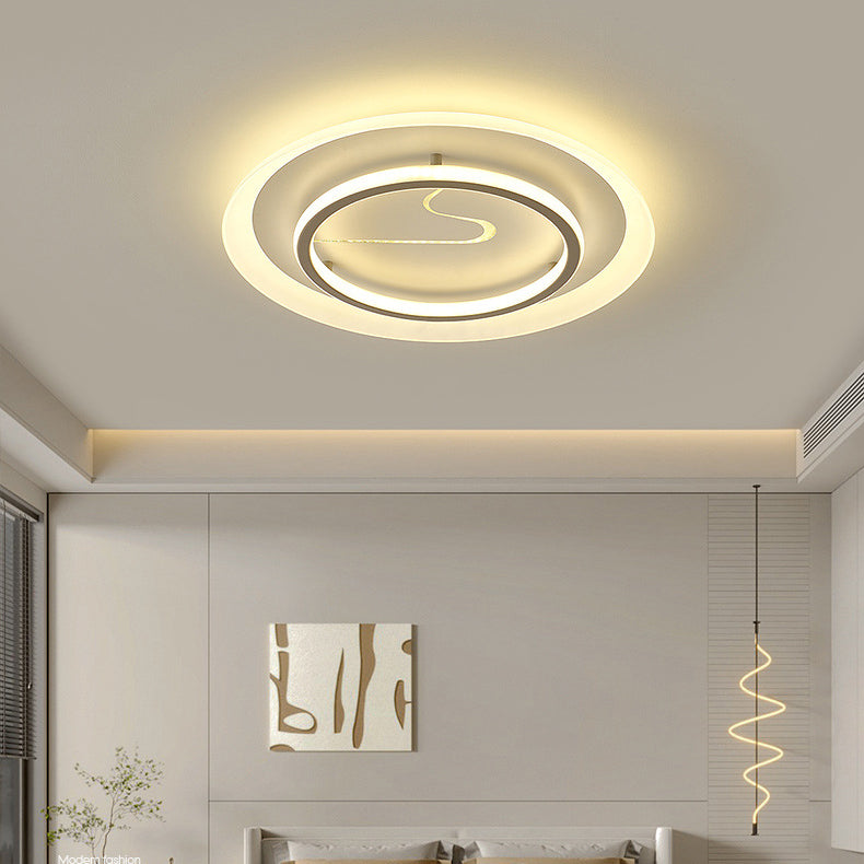 Modern Minimalist Acrylic Glass Iron Round LED Flush Mount Ceiling Light For Bedroom & Living Room