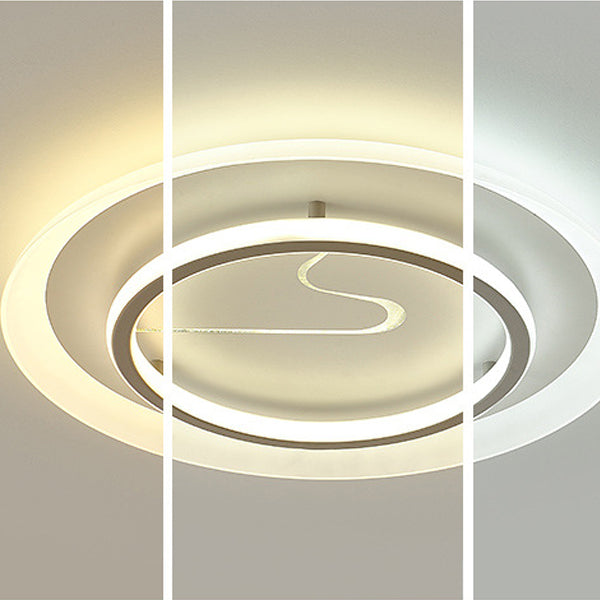 Modern Minimalist Acrylic Glass Iron Round LED Flush Mount Ceiling Light For Bedroom & Living Room