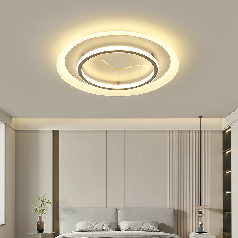 Modern Minimalist Acrylic Glass Iron Round LED Flush Mount Ceiling Light For Bedroom & Living Room