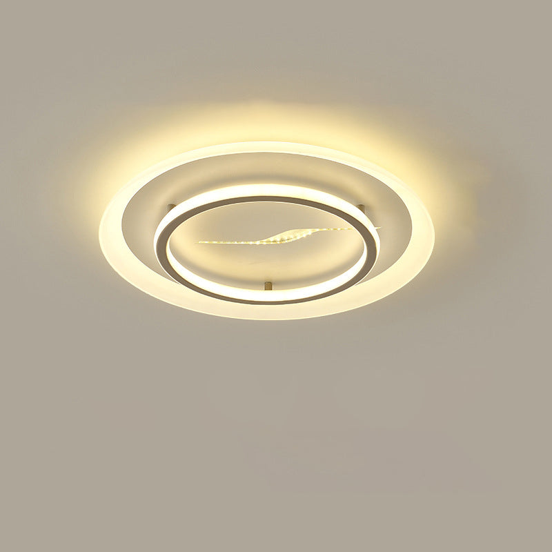 Modern Minimalist Acrylic Glass Iron Round LED Flush Mount Ceiling Light For Bedroom & Living Room