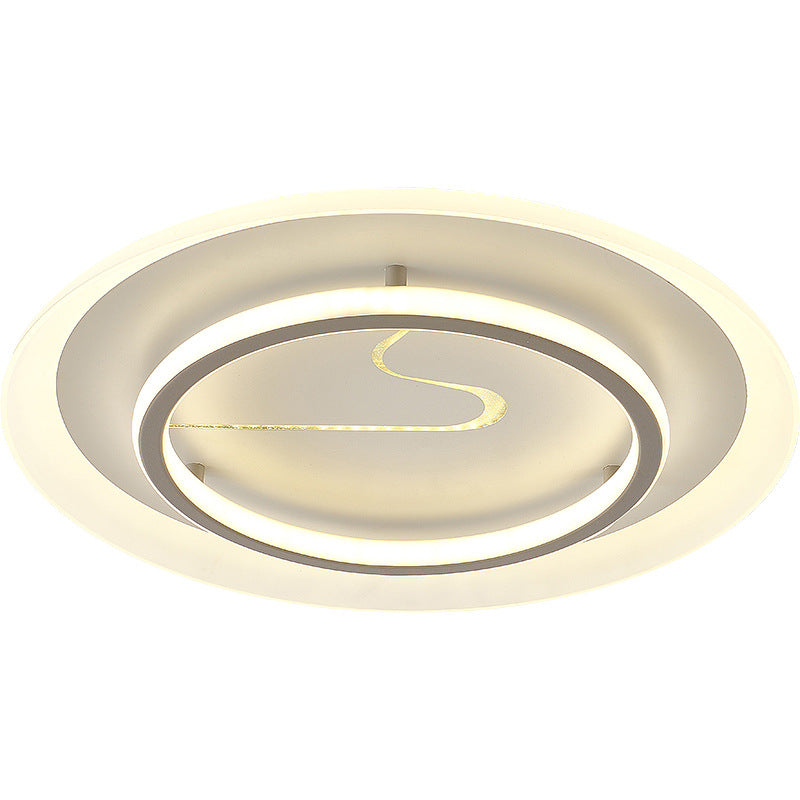 Modern Minimalist Acrylic Glass Iron Round LED Flush Mount Ceiling Light For Bedroom & Living Room