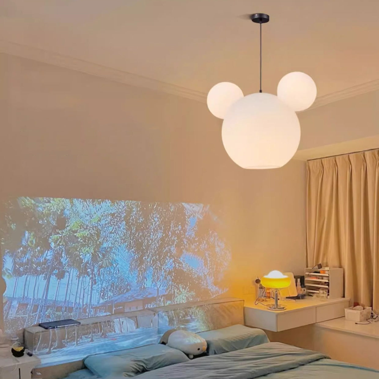 Modern Art Deco PE Iron Kids Doll Round 3-Light Chandelier For Bedroom & Living Room