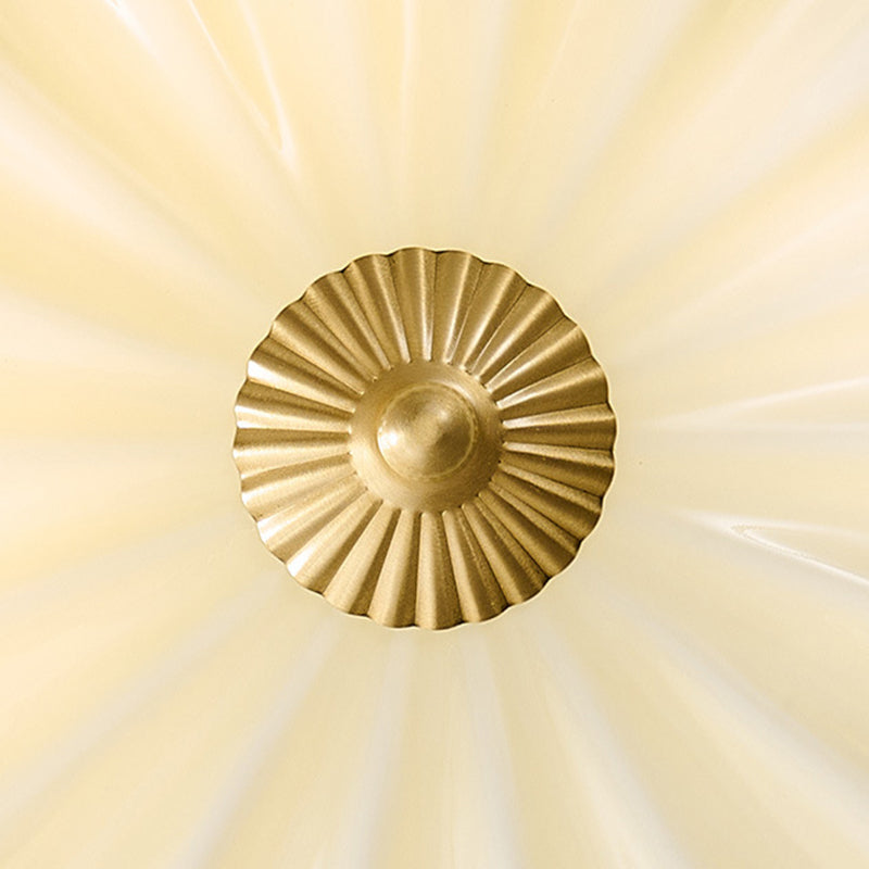 Traditional French Glass Copper Petal Ruffled 3/4-Light Flush Mount Ceiling Light For Bedroom & Living Room