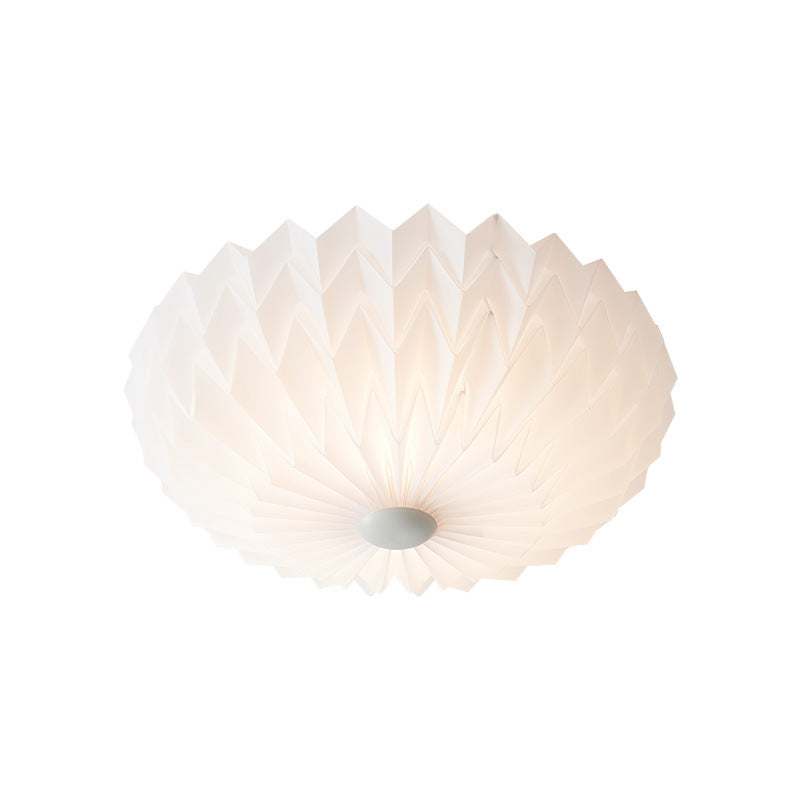 Traditional French PVC Iron Pleated Half-Dome LED Flush Mount Ceiling Light For Bedroom & Living Room