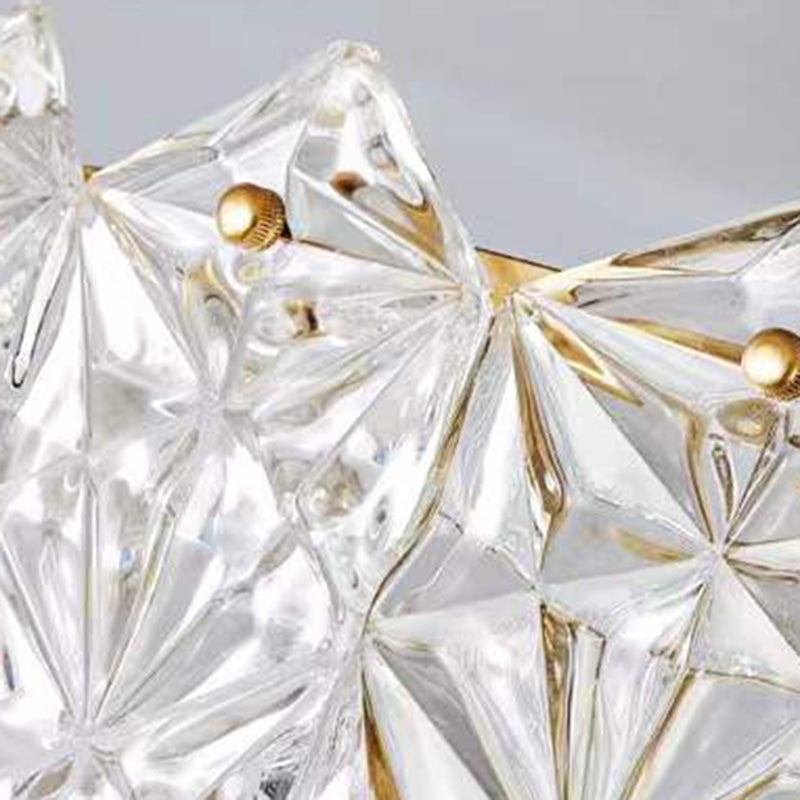 Modern Luxury Tempered Glass Aluminum Iron Geometric Round 5/6/8-Light Semi-Flush Mount Ceiling Light For Bedroom & Living Room