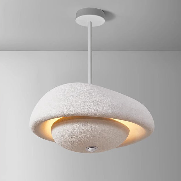 Traditional Japanese Resin Irregular Round 3-Light Chandelier For Bedroom & Living Room