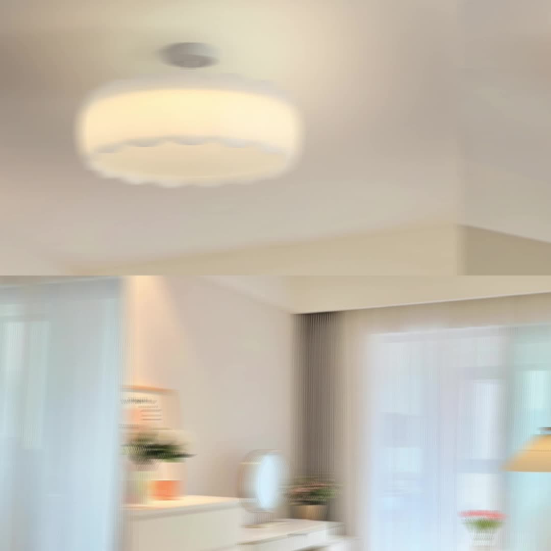 Contemporary Creative Metal PE Round Wave LED Semi-Flush Mount Ceiling Light For Bedroom & Living Room