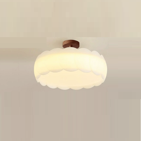 Modern Minimalist PE Iron Wavy Round LED Semi-Flush Mount Ceiling Light For Bedroom & Living Room