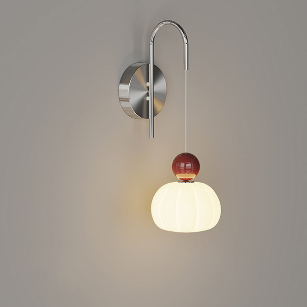 Contemporary Scandinavian PE Iron Pumpkin-Shaped LED Wall Sconce Lamp For Bedroom & Living Room