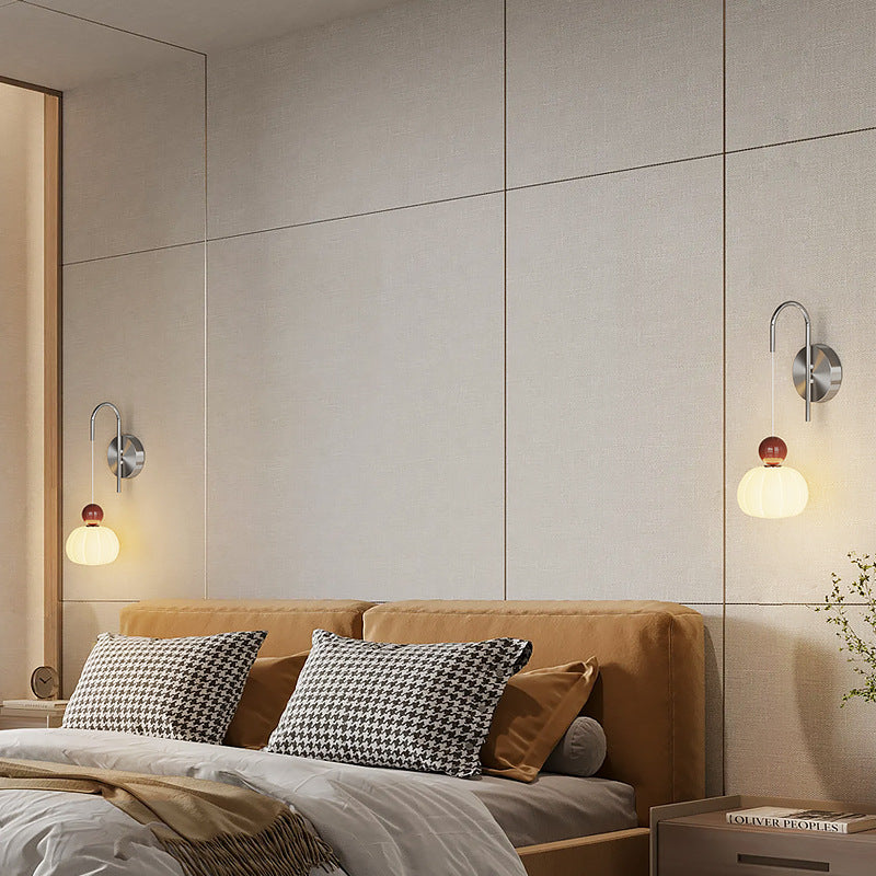 Contemporary Scandinavian PE Iron Pumpkin-Shaped LED Wall Sconce Lamp For Bedroom & Living Room
