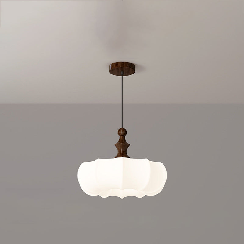 Contemporary Scandinavian Acrylic Wood Pumpkin-Shaped LED Chandelier For Bedroom & Living Room