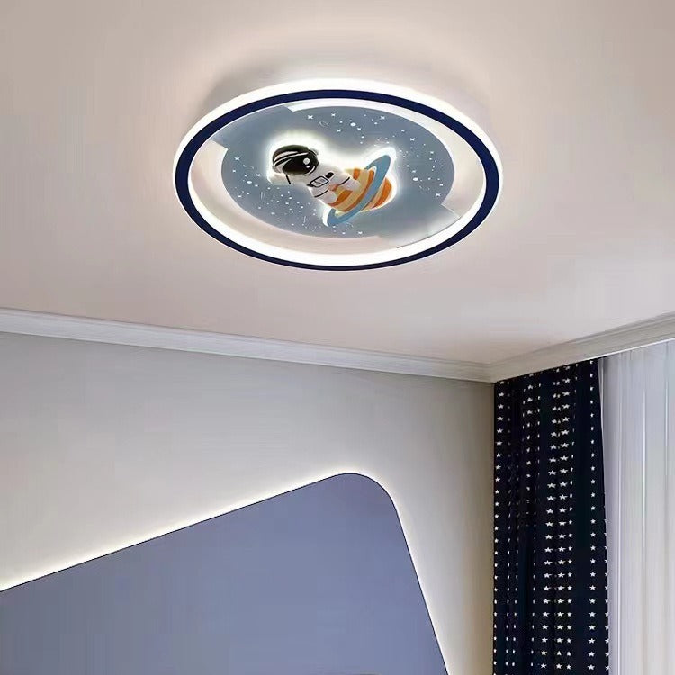 مصباح سقف دائري LED بتصميم أرنب رائد فضاء مصنوع من الأكريليك والحديد والراتنج بتصميم عصري لغرفة النوم وغرفة المعيشة