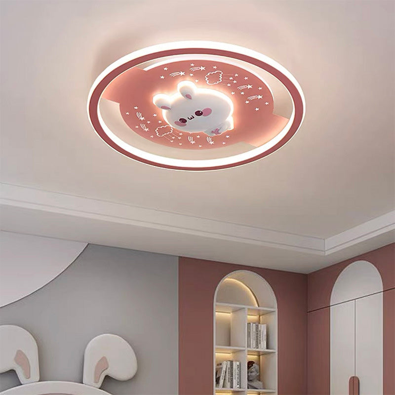 مصباح سقف دائري LED بتصميم أرنب رائد فضاء مصنوع من الأكريليك والحديد والراتنج بتصميم عصري لغرفة النوم وغرفة المعيشة