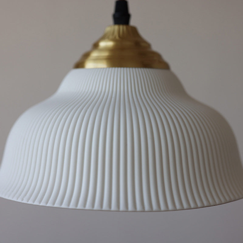 Traditional Vintage Ceramic Brass Bowl Round 1-Light Pendant Light For Bedroom & Living Room