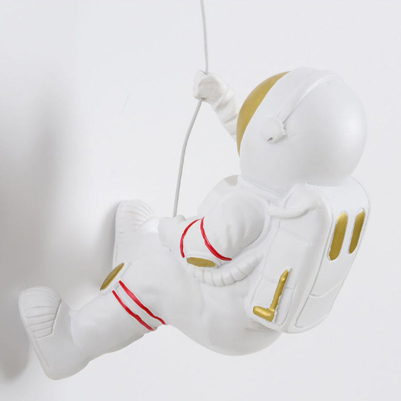 Modern Art Deco PLA Resin Iron Astronaut Planet Design 1-Light Wall Sconce Lamp For Bedroom & Living Room