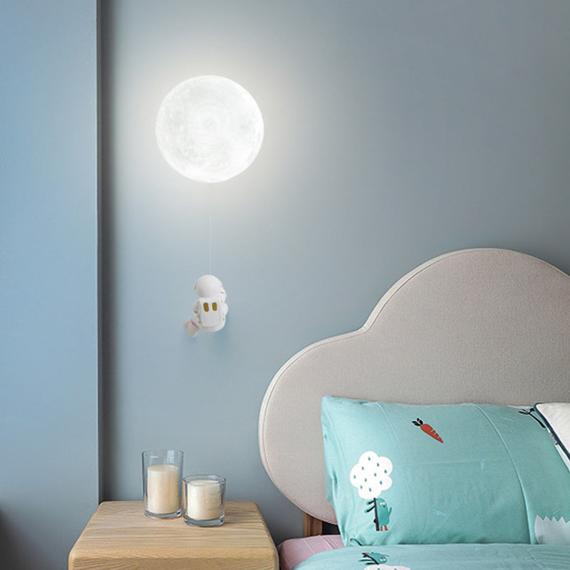 Modern Art Deco PLA Resin Iron Astronaut Planet Design 1-Light Wall Sconce Lamp For Bedroom & Living Room