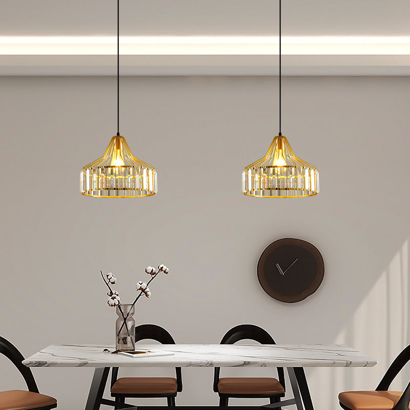 Contemporary Industrial Glass Iron Round Bowl Shade 1-Light Pendant Light For Bedroom & Living Room
