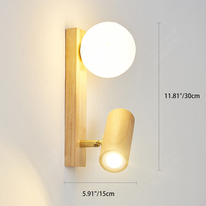 Contemporary Creative PE Rubberwood Cylinder Square Globe LED Wall Sconce Lamp For Bedroom & Living Room