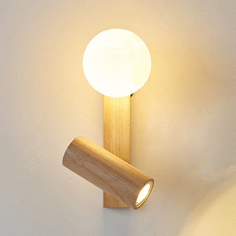 Contemporary Creative PE Rubberwood Cylinder Square Globe LED Wall Sconce Lamp For Bedroom & Living Room