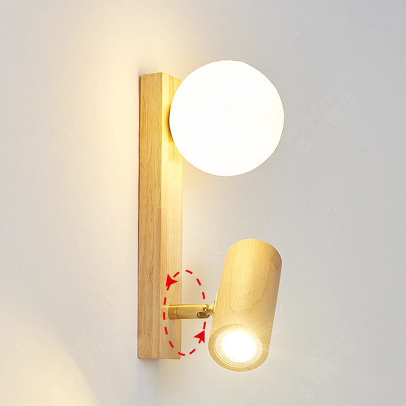 Contemporary Creative PE Rubberwood Cylinder Square Globe LED Wall Sconce Lamp For Bedroom & Living Room