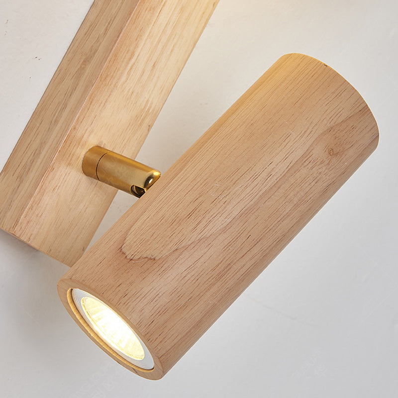 Contemporary Creative PE Rubberwood Cylinder Square Globe LED Wall Sconce Lamp For Bedroom & Living Room