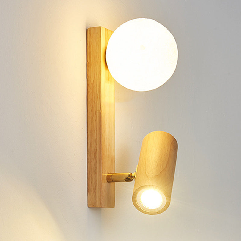 Contemporary Creative PE Rubberwood Cylinder Square Globe LED Wall Sconce Lamp For Bedroom & Living Room