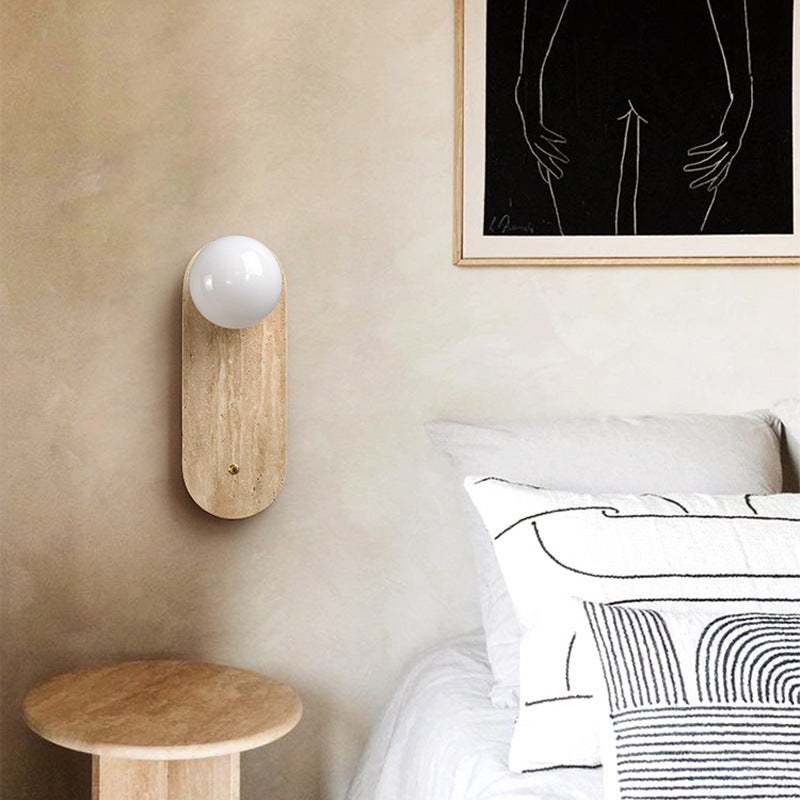 مصباح حائط بيضاوي الشكل دائري من الزجاج الأصفر الياباني التقليدي لغرفة النوم وغرفة المعيشة