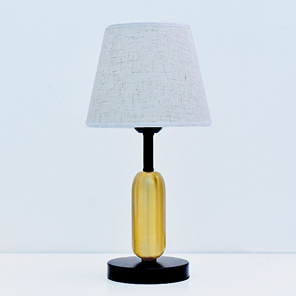 Contemporary Scandinavian Fabric Metal Fan-Shaped Round Cylinder LED Table Lamp For Bedroom