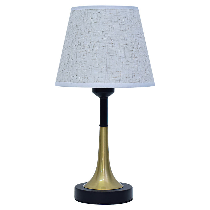 Contemporary Scandinavian Fabric Metal Fan-Shaped Round Cylinder LED Table Lamp For Bedroom