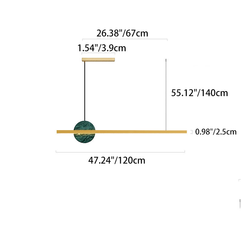 ثريا LED دائرية خطية من الرخام والنحاس بتصميم عصري بسيط لغرفة الطعام