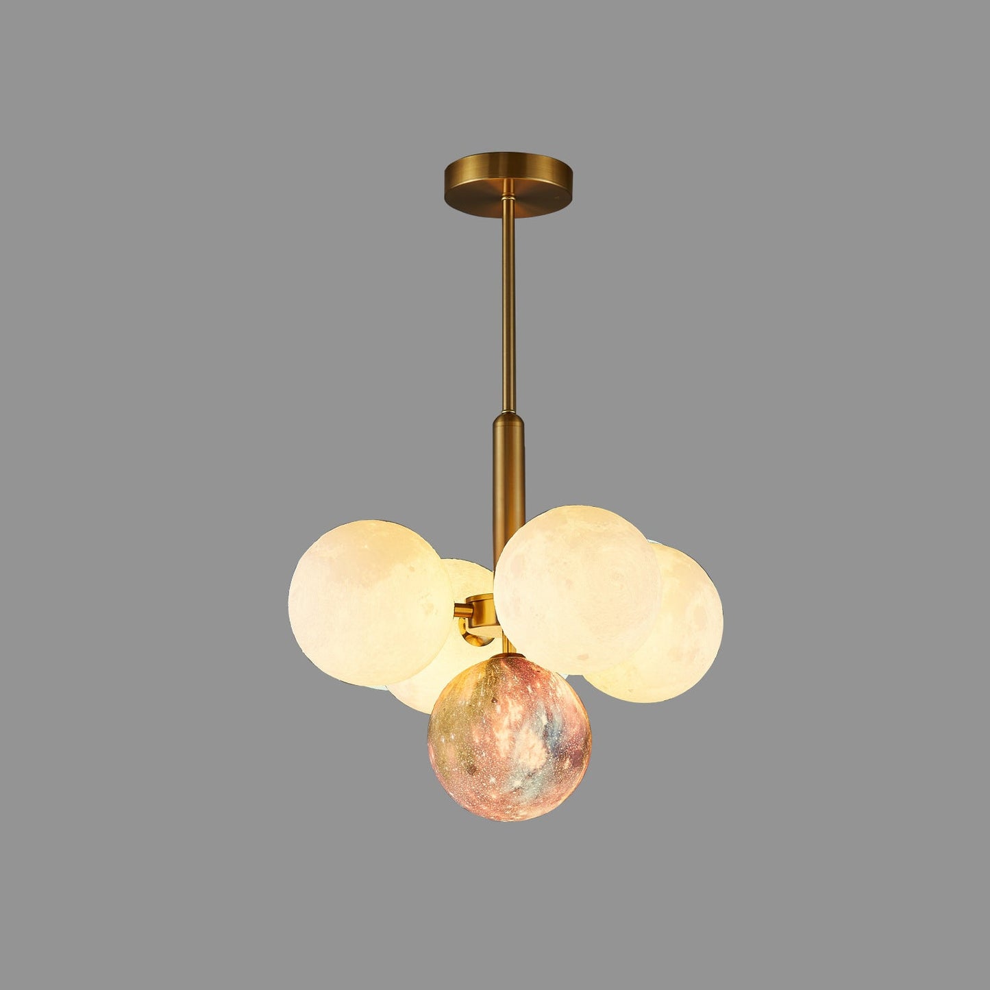 Contemporary Scandinavian PLA Iron Planet Round 5/13-Light Chandelier For Bedroom & Living