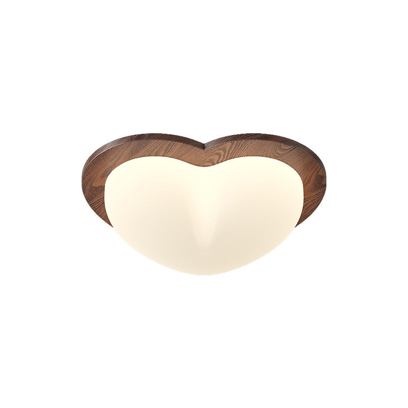 Traditional Chinese PE Rubberwood Heart Star Wave LED Flush Mount Ceiling Light For Bedroom