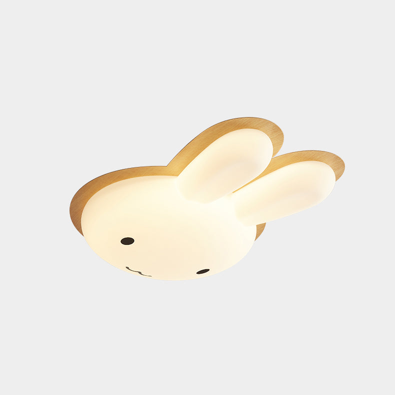 Modern Art Deco Kids PE Iron Rabbit Shape LED Flush Mount Ceiling Light For Bedroom