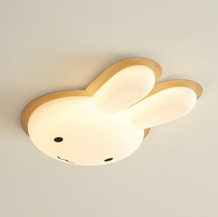 Modern Art Deco Kids PE Iron Rabbit Shape LED Flush Mount Ceiling Light For Bedroom