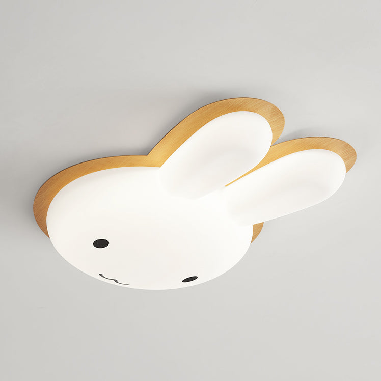 Modern Art Deco Kids PE Iron Rabbit Shape LED Flush Mount Ceiling Light For Bedroom