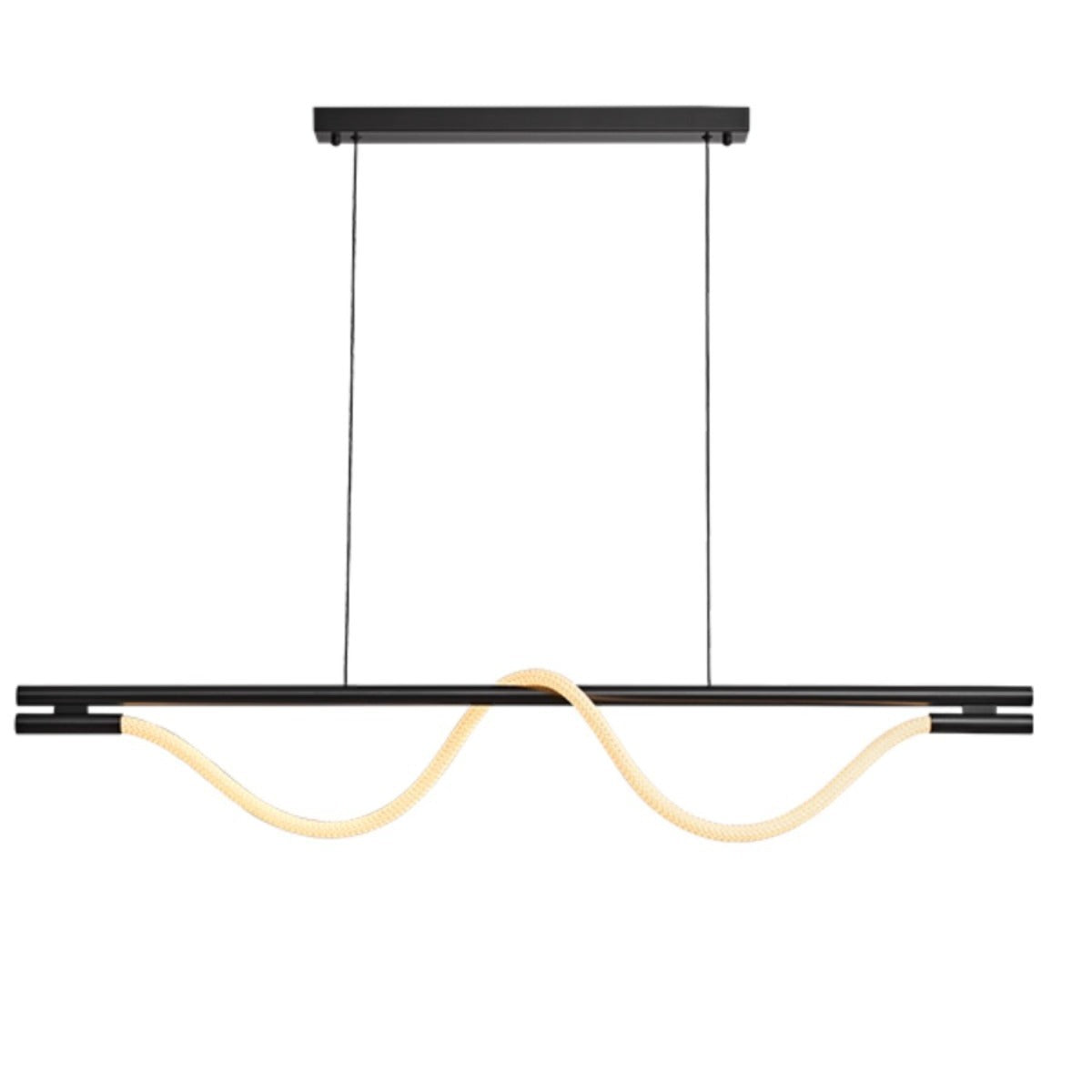 Contemporary Creative Braided Silicone Copper Curved Linear LED Chandelier Island Light For Dining Room