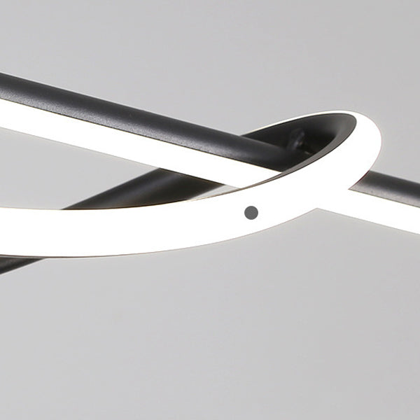 Contemporary Creative Silicone Aluminum Curved Linear LED Chandelier Island Light For Dining Room