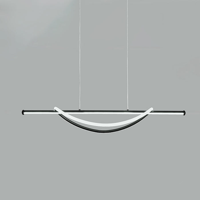 Contemporary Creative Silicone Aluminum Curved Linear LED Chandelier Island Light For Dining Room