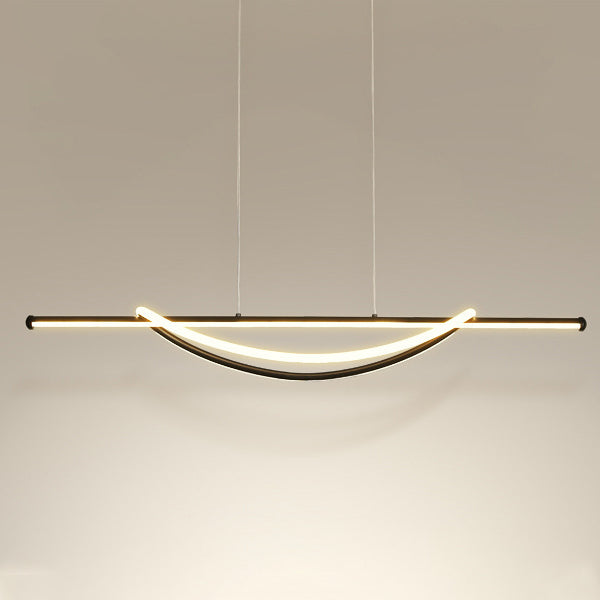 Contemporary Creative Silicone Aluminum Curved Linear LED Chandelier Island Light For Dining Room