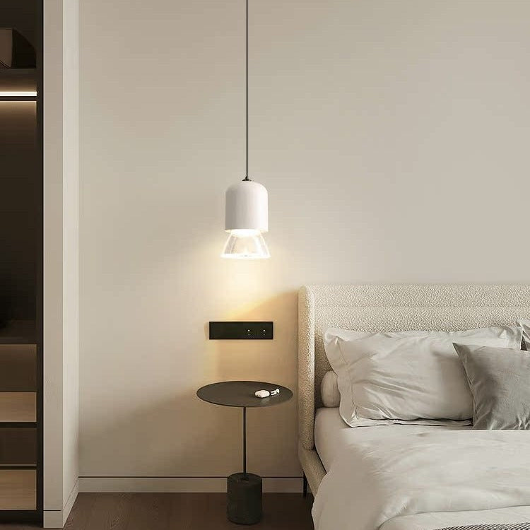 Modern Minimalist Acrylic Metal Cylindrical Conical 1-Light Pendant Light For Bedroom