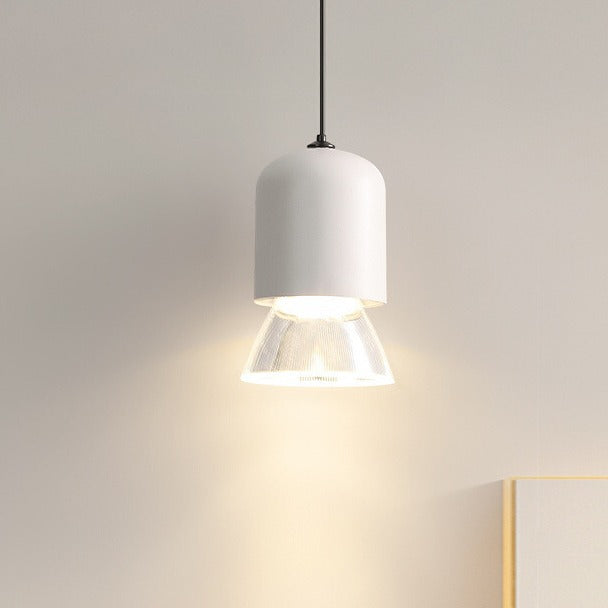 Modern Minimalist Acrylic Metal Cylindrical Conical 1-Light Pendant Light For Bedroom