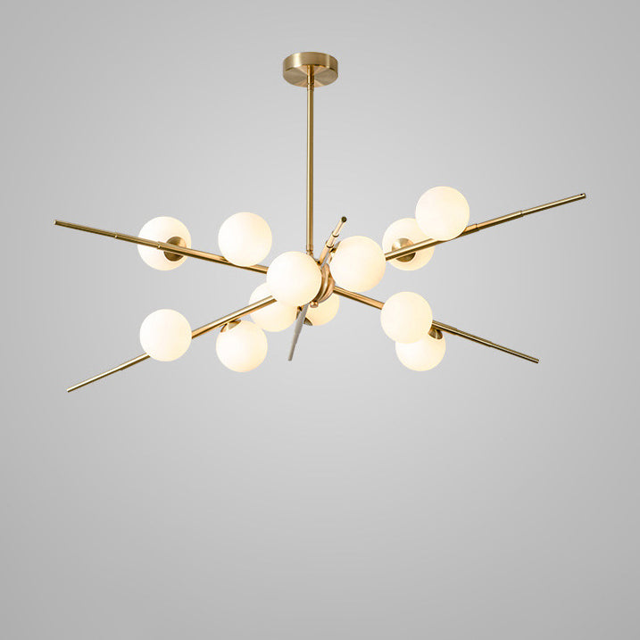 Contemporary Scandinavian Glass Metal Branch Globe Shape 12/16-Light Chandelier For Living Room