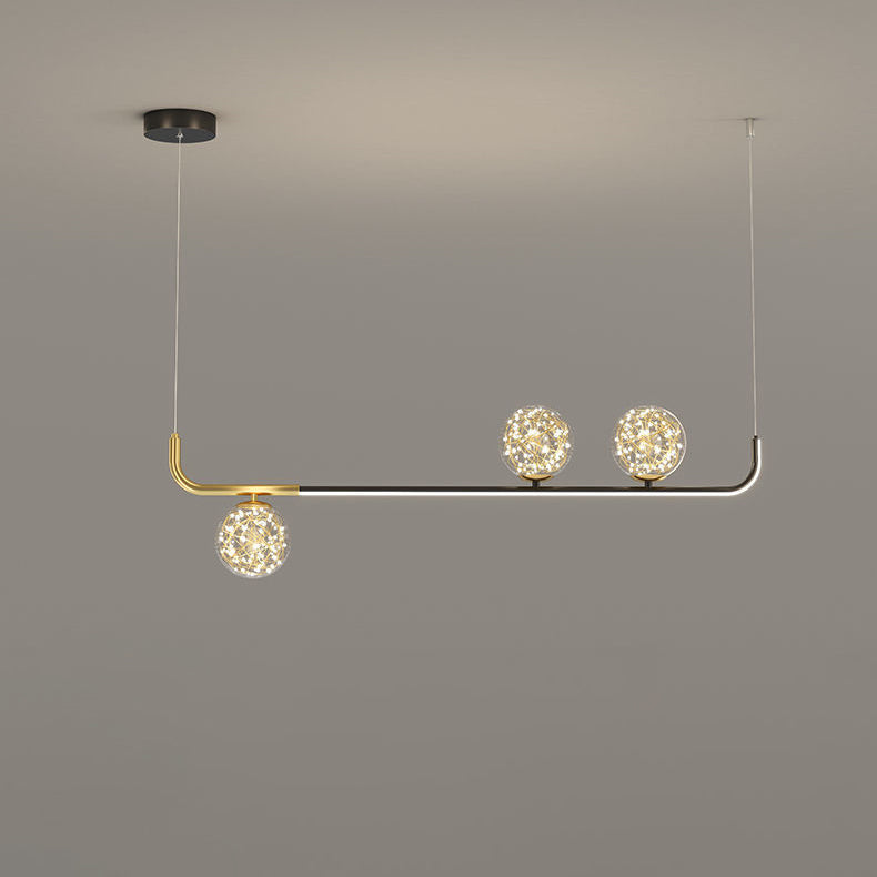 Contemporary Creative Acrylic Silicone Iron Spherical Curved LED Chandelier Island Light For Dining Room