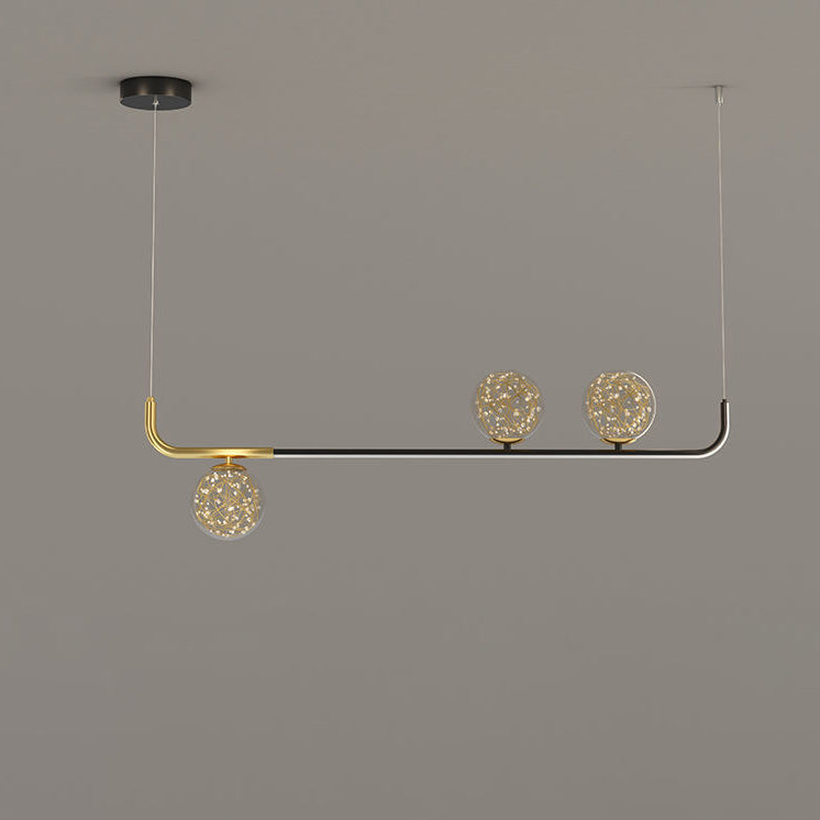 Contemporary Creative Acrylic Silicone Iron Spherical Curved LED Chandelier Island Light For Dining Room